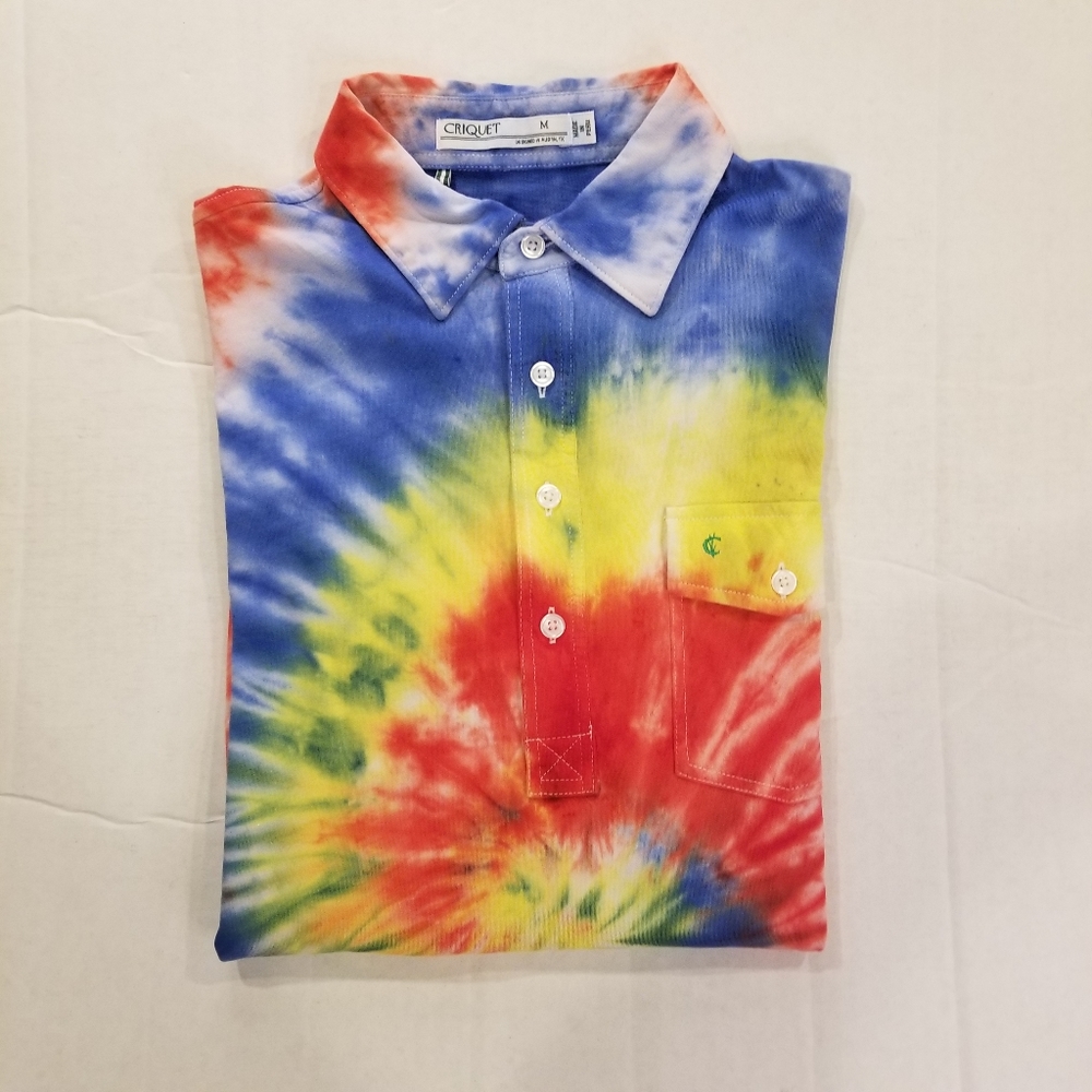 Criquet Pima Cotton Mens Polo Size M Medium Tie Dye The Jerry Limited Edition